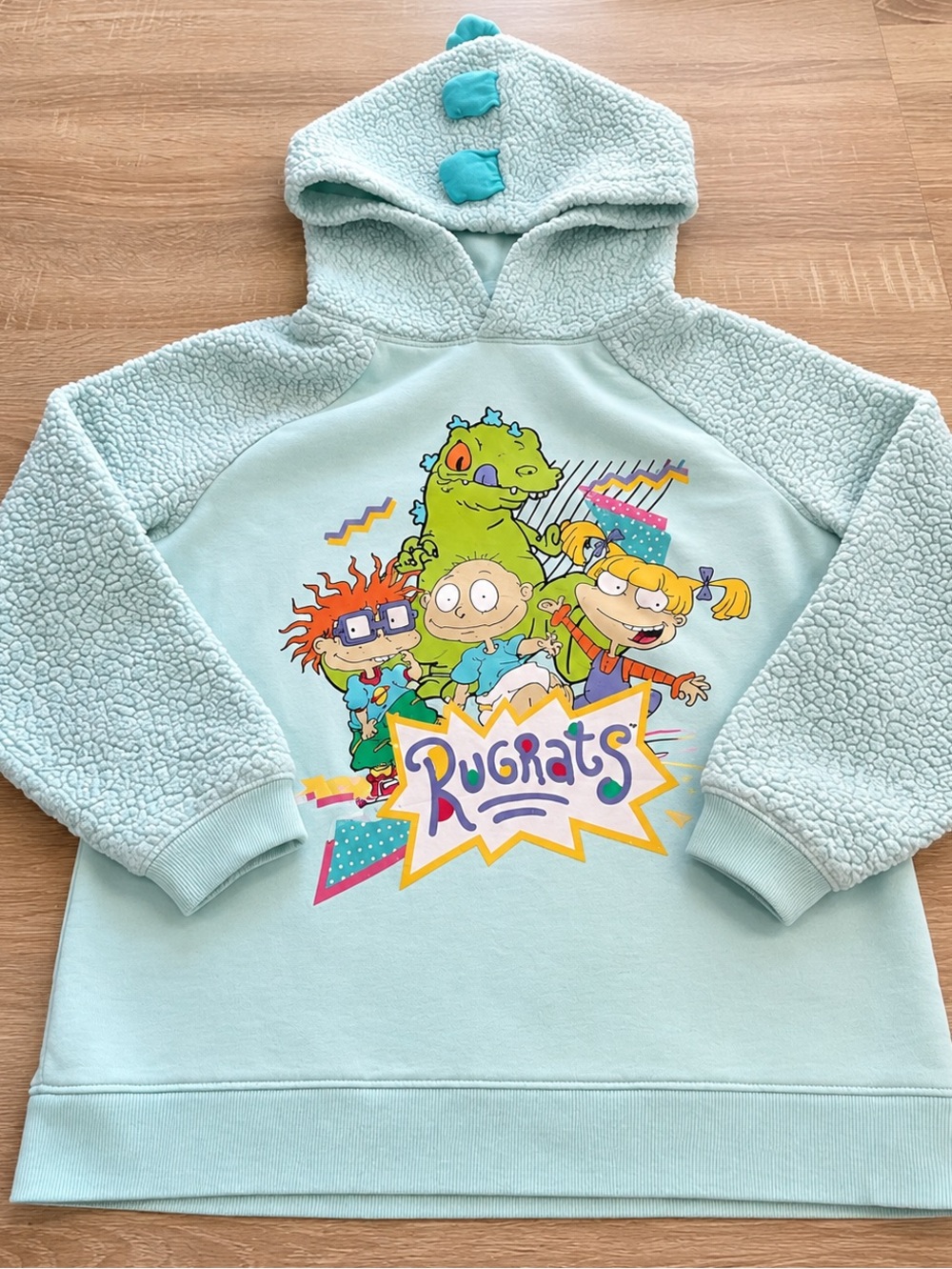 Nickelodeon Rugrats Mint Sherpa Hoodie with Dinosaur Spikes